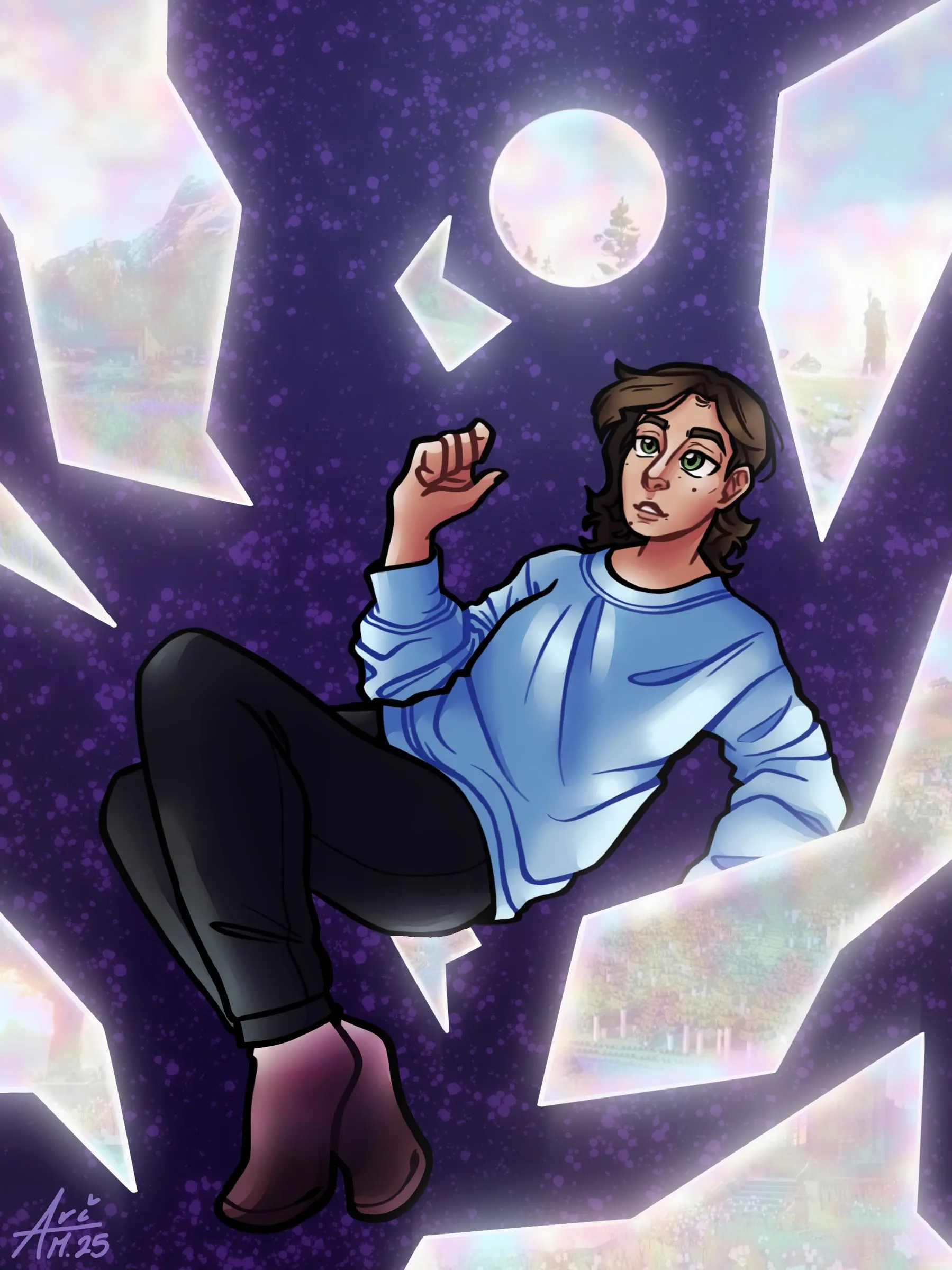 Self Portrait — A redraw of an earlier self portrait, with a composition I'm much happier with.